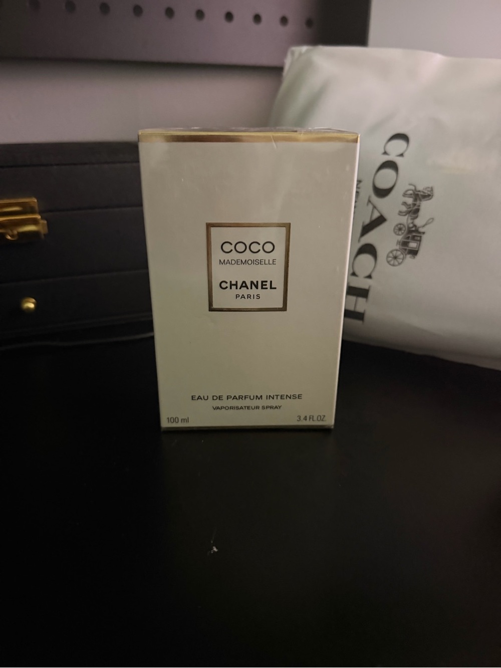 Coach White and Gold Travel Pouch with Logo